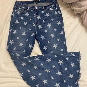 Judy Blue star print super flare jeans